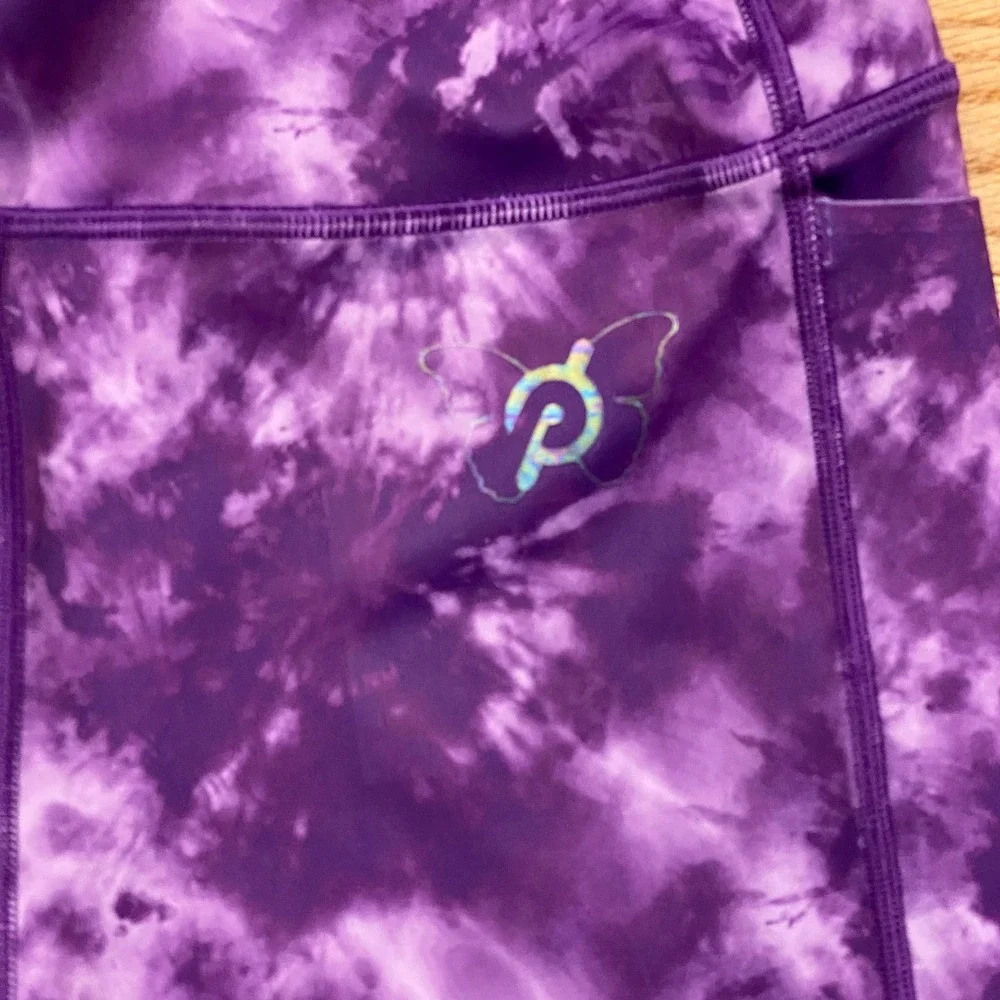 Peloton Brittany Allen Leggings Womens S Purple Tie Dye High Rise Pocket Workout
